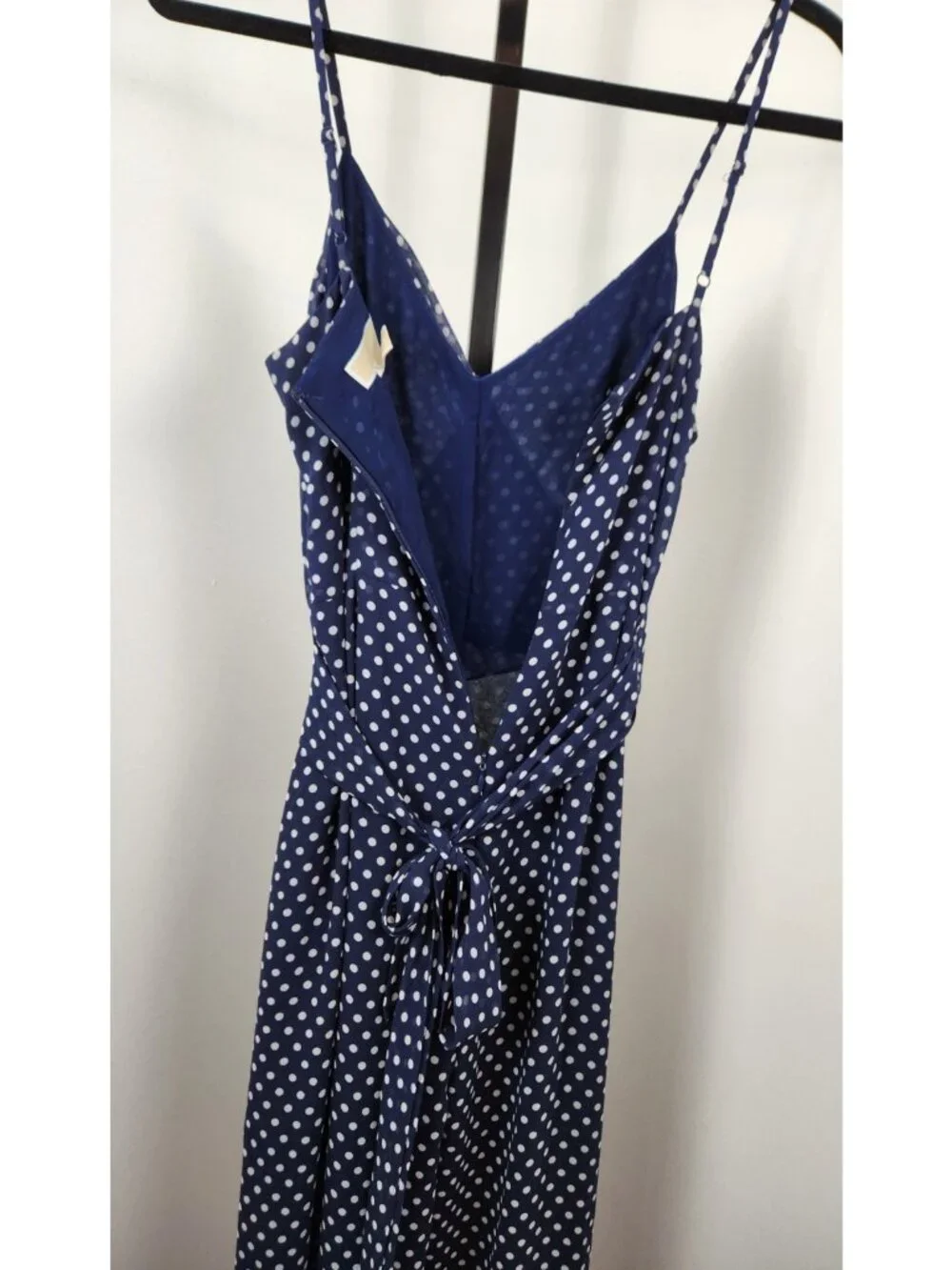 Michael Kors Jumpsuit Blue and White Polka Dot Tie Belt Spaghetti Strap - SZ S